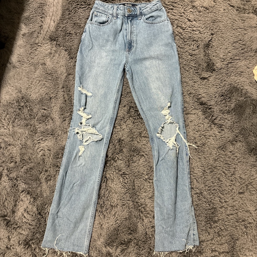 Hollister Light Blue Distressed Flare Jeans